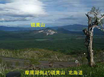 摩周湖駐車場より硫黄山、北海道旅行
